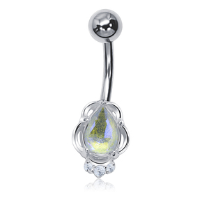 Shiny crystal drop shaped Belly Piercing BP-2029